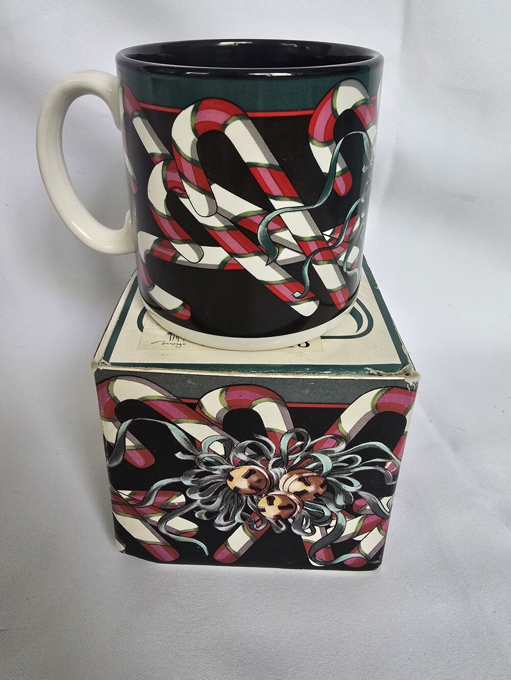 Vintage Deadstock Mirage Product Holiday Candy Canes Christmas Mug Jeanne Beury